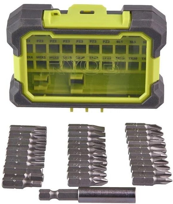 Stoßfeste Box mit 31 gemischten Schraubzubehörteilen – Ryobi RAK31MSD