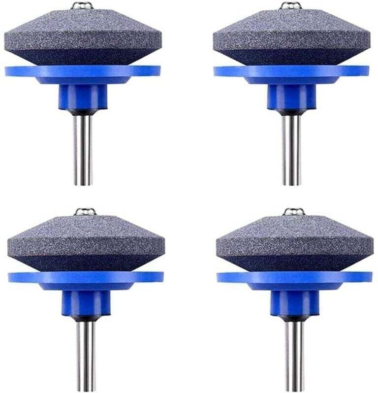 Rasenmäherschärfer, 4-teilig, universeller Rasenmäher-Rotationsmesserschärfer, Gartenschleifradstein für elektrische Boh...