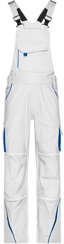 James&nicholson - Funktionelle Latzhose JN848 Gr. 60 white/royal