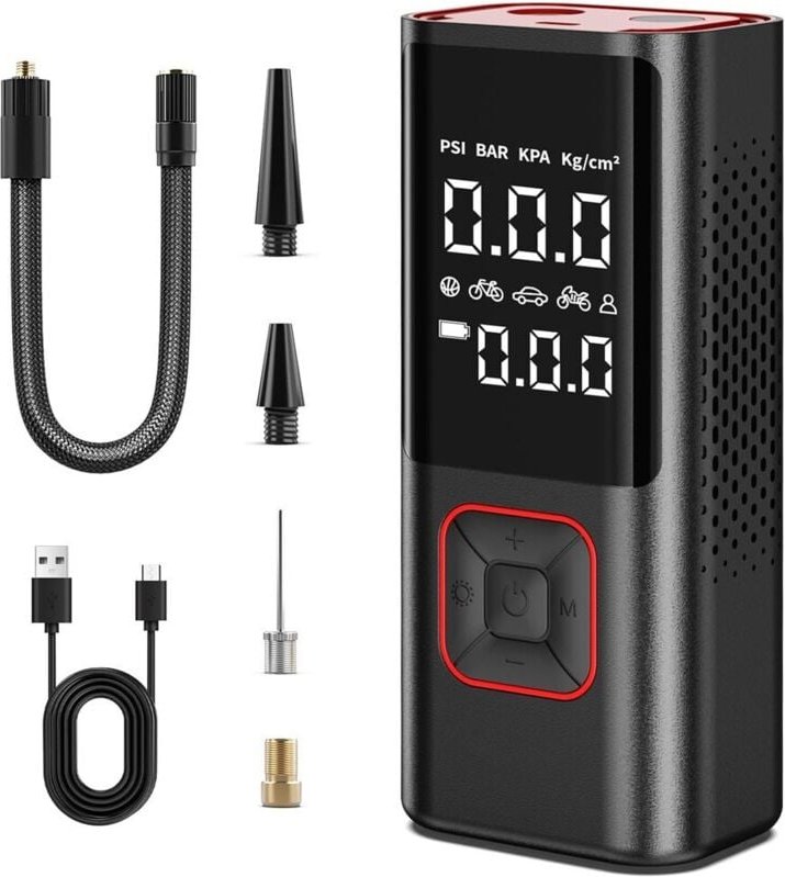 Autoreifenfüller, tragbarer Luftkompressor mit 6000 mAh – lebenslange Garantie – elektrische Fahrradpumpe, Mini-Elektrop...