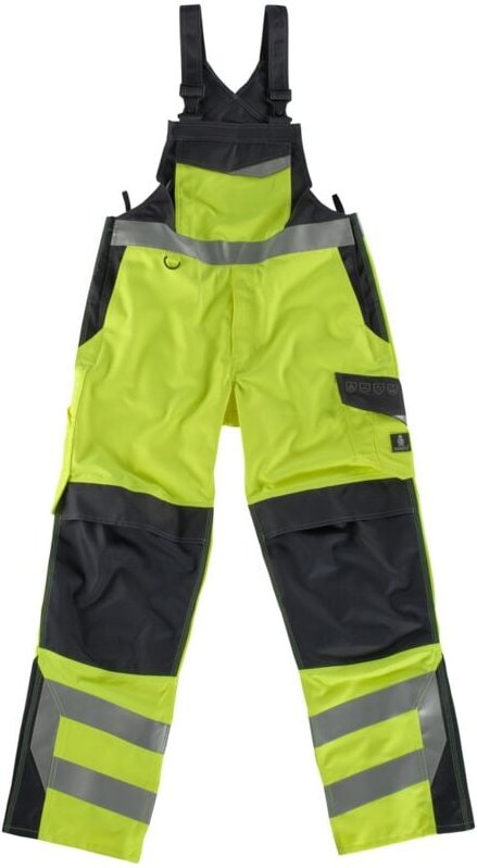 Thumbnail - Multisafe Latzhose Davos Gr. 76C56 hi-vis glb/schwarzbl 13869-216 - Mascot