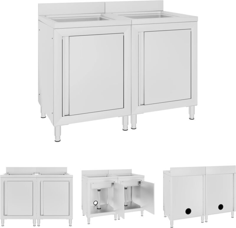 The Living Store - Gastro-Spülenunterschränke 2 Stk. Edelstahl - Gastronomie