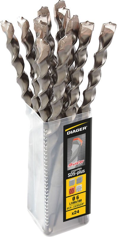 Pack mit 12 Betonbohrern Twister plus 2 SDS-plus-Bohrer - 108L Ø 8 Länge nützlich 250 Gesamtlänge 310