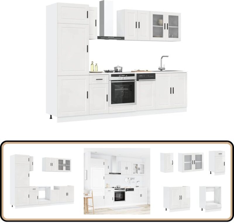 8-tlg. Küchenschrank-Set Kalmar Hochglanz-Weiß Holzwerkstoff - Vidaxl