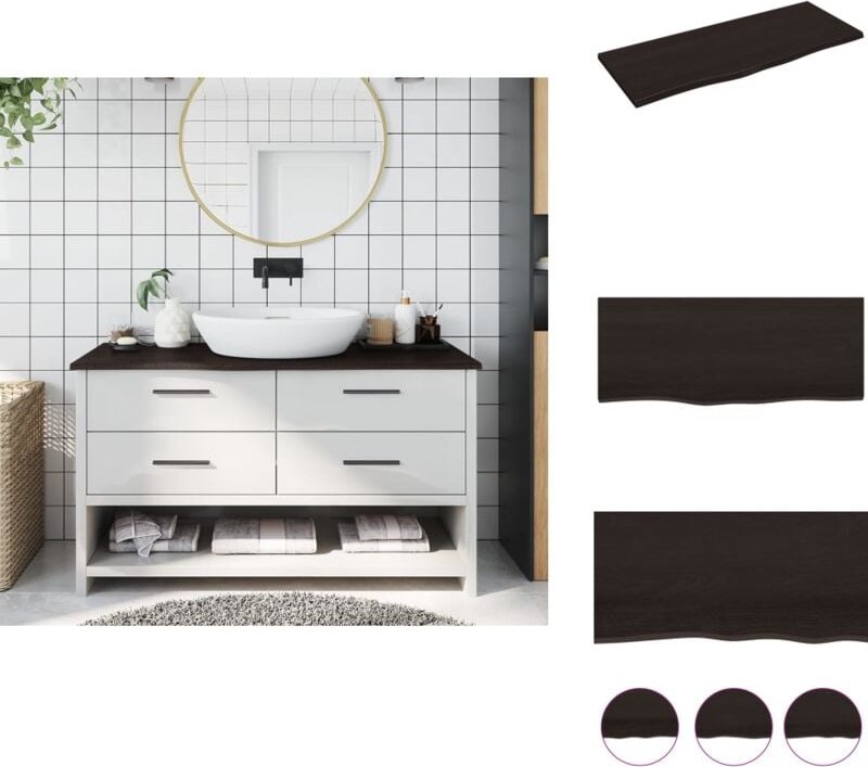 Waschtischplatte Dunkelbraun 100x40x2 cm Massivholz Behandelt - Eichenholz Platte - Waschtischplatte - Arbeitsplatte - B...