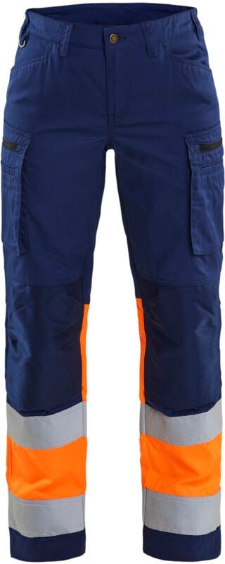Arbeitshose mit Stretch und hoher Sichtbarkeit Damen 7161 – Marine/Orange 2XL – FR(52) – SE(C50) – Normen