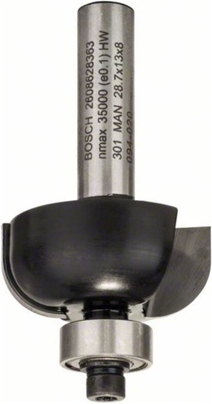 Hohlkehlfräser, 8 mm, R1 8 mm, d 28,7 mm, l 13 mm, g 54 mm - Bosch