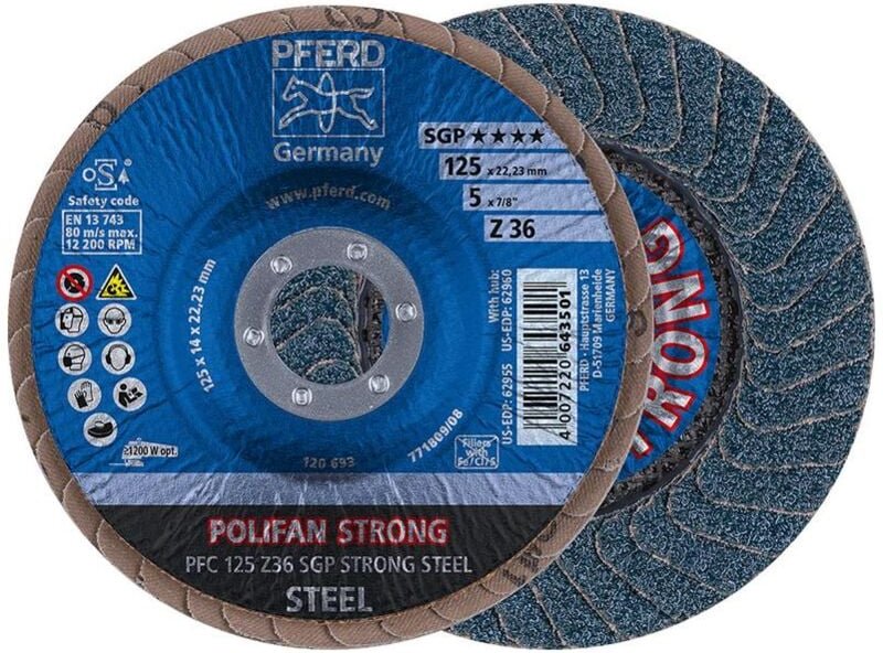 Fächerschleifscheibe z 36SGP strong 125mm K36 Pferd