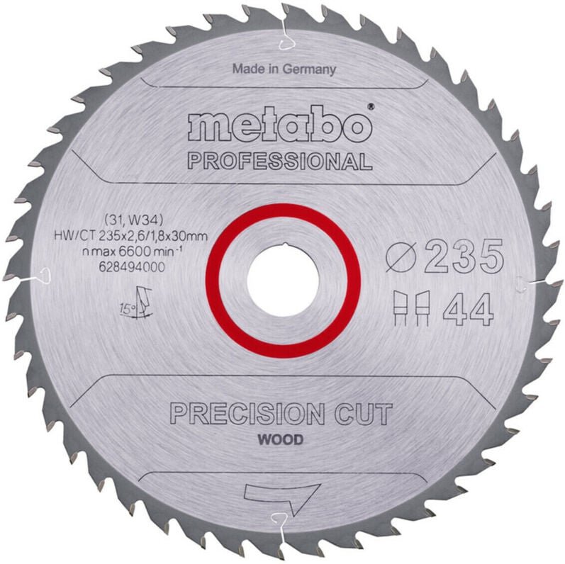 Metabo - Kreissägeblatt Holz Precision Cut 235x30 mm 44 wz 15° Bau Handkreissägen