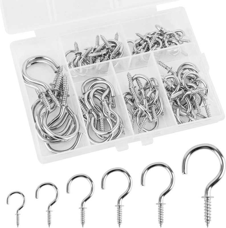 Linghhang - Größen Silber 75 Stück Schraubhaken, Schraubhaken, Deckenhaken, Tassenhaken, Schraubhaken für Weihnachtsdeko...