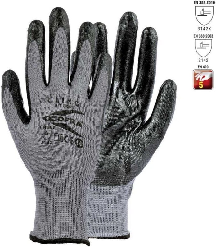 Profi Arbeitshandschuhe aus Nitril grau/schwarz 10 (xl)