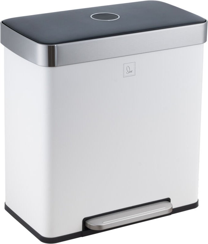 SVITA Mülleimer 60l Treteimer 2 Fächer mit Deckel Weiß
