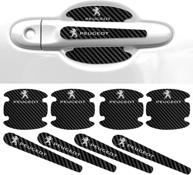 16 Stück Autotürgriff-Schutzaufkleber für Peugeot 107 207 407 408 206 306 306 307 308 406 806 3008, Aufprallschutz, Türg...