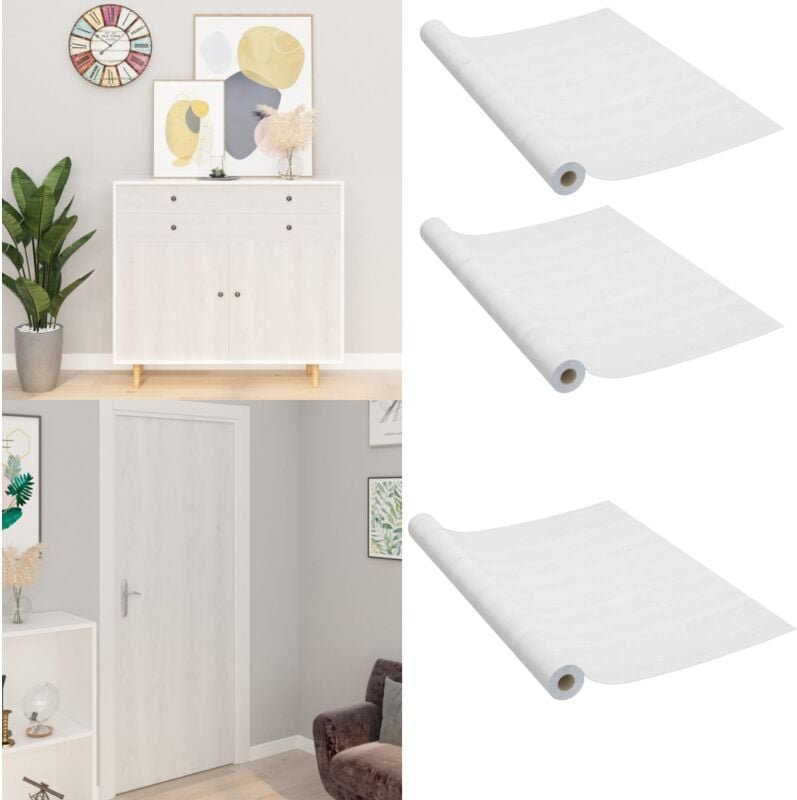 Thumbnail - Möbelfolien Selbstklebend 2 Stk. Weißes Holz 500x90 cm PVC - Möbelfolie - Möbelfolien - Home & Living