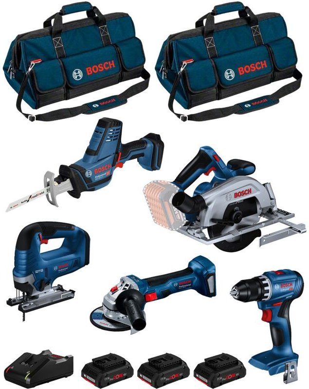 Kit BK503BAG (gsr 18V-45 + gks 18V-57-2 + gst 18V-125 b + gws 18V-7 + gsa 18V-LI c + 3x4,0Ah ProCORE +GAL18V-40 + 2xHDBA...