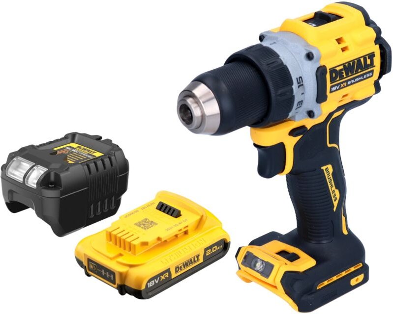 DeWalt DCD 800 D1 Akku Bohrschrauber 18 V 90 Nm Brushless + 1x Akku 2,0 Ah + Ladegerät
