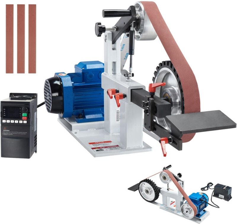 Bandschleifmaschine, 72 x 2 Zoll Bandpolierer mit variabler Geschwindigkeit, vfd, 1500 w 2 ps Polier-mit 3 Schleifformen...