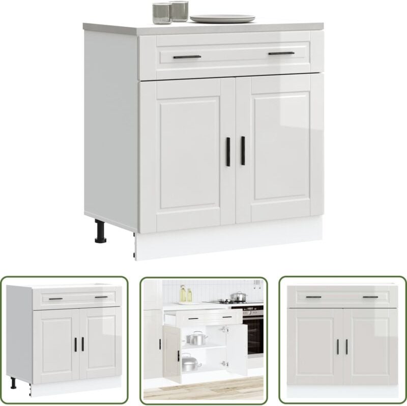 The Living Store - vidaXL Küchenunterschrank Porto Hochglanz-Weiß Holzwerkstoff