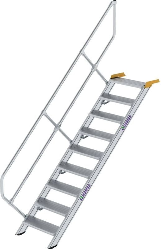 Günzburger Steigtechnik - Treppe 45° Stufenbreite 600 mm 9 Stufen Aluminium geriffelt - 600249