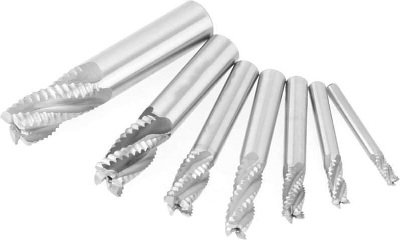 Zoternen - 7-teiliges Set, 4 Nuten, 6–20 mm, HSS-Fräser, Oberfräser, Schrupp-Spanbrecher-Fräser