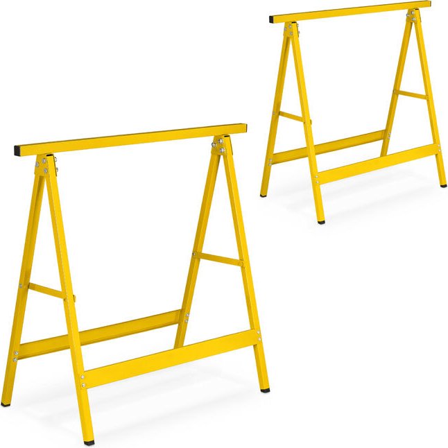 Arbeitsbock 2er Set, klappbar, 100 kg, hbt: 74 x 78 x 40 cm, Allzweckbock Werkstatt, Tapezieren, Malern, gelb - Relaxday...