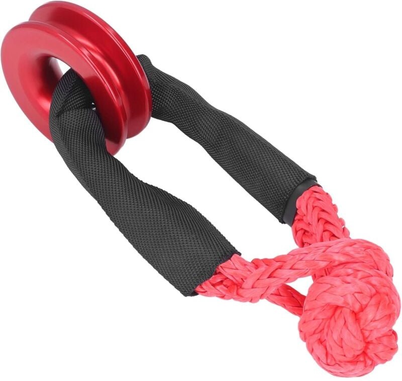 Wiederherstellungsringsatz, sicheres synthetisches weiches Schäkelseil, hochfester Rostschutz für ATV, LKW, Auto(Red)