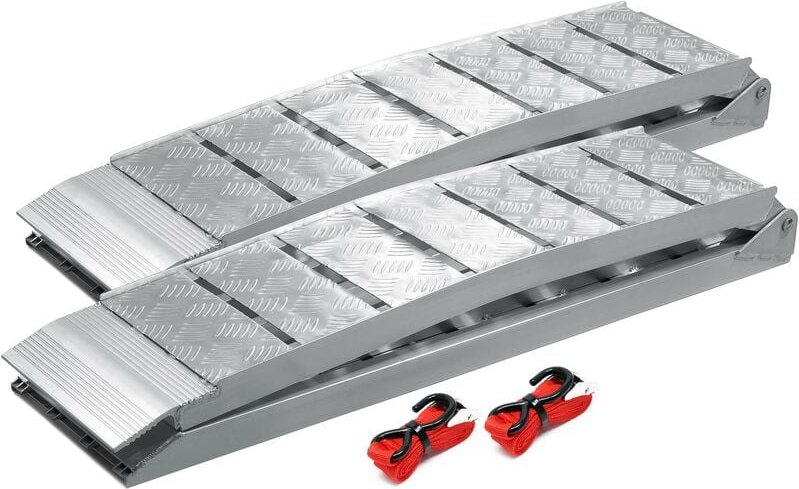 Wiltec 2x Auffahrrampe 228 cm 1360 kg für Quad ATV Motorrad, Aluminium Auffahrschiene faltbar, Verladerampe rutschsicher