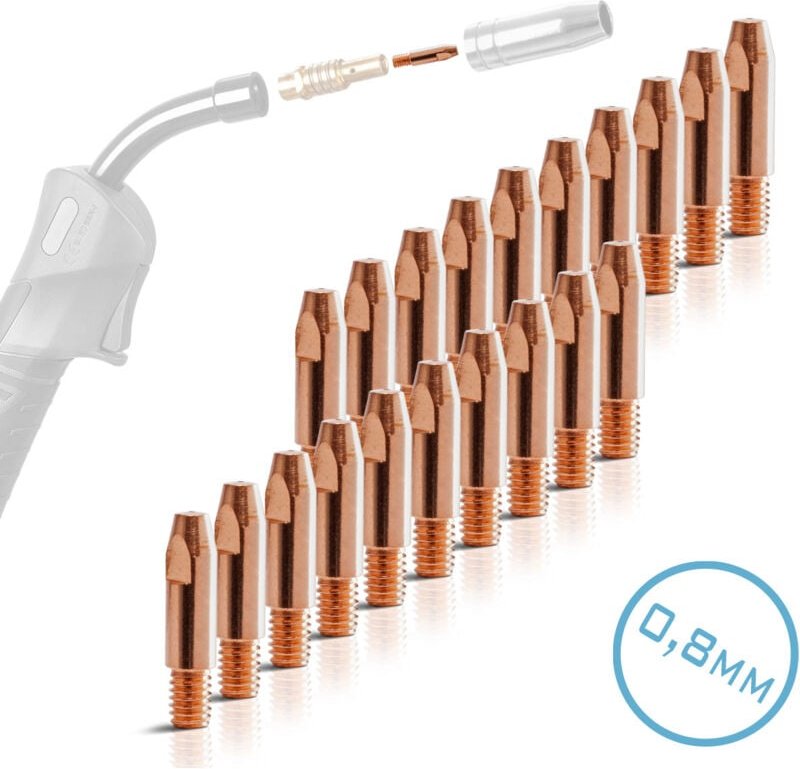 Thumbnail - STAHLWERK Stromdüsen/ Kontaktdüsen, 4685, M6x28 in 0,8 mm, MIG MAG Verschleißteile Set, 20er Set