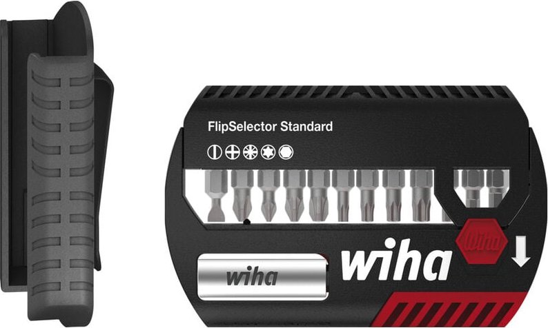 Bit Set FlipSelector Standard 25 mm gemischt 13-tlg. 1/4' C6,3 mit Gürtelclip (39083) - Wiha