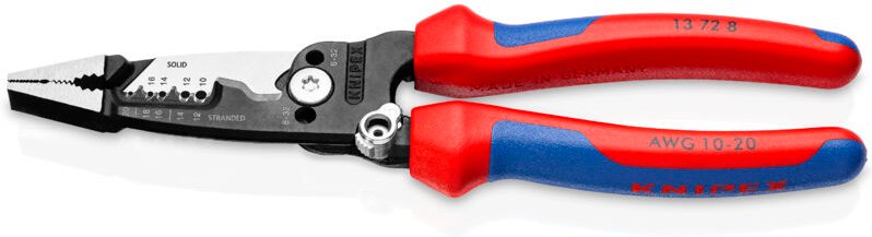 Knipex - 13 72 8 WireStripper Multifunktions-Elektrikerzangen amerikanisches Modell mit Mehrkomponenten-Hüllen schwarz a...