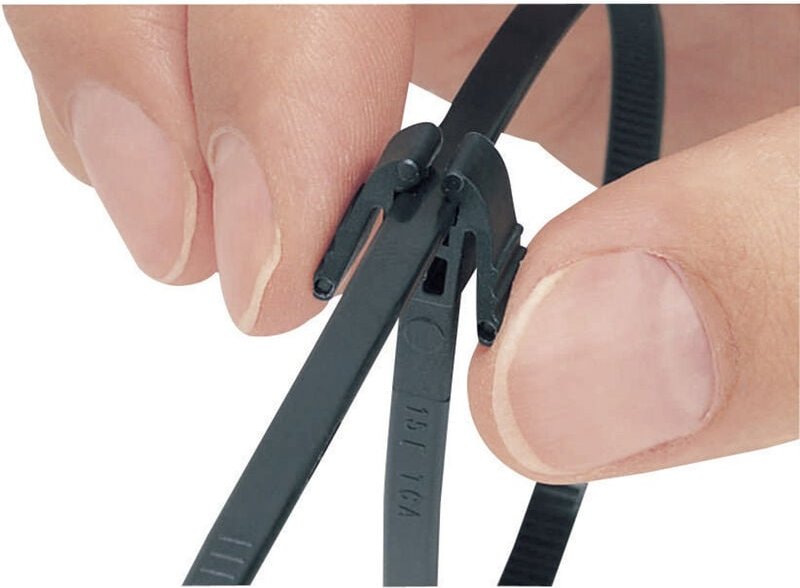 Hellermanntyton - 115-40300 REZ300-N66-BK-C1 Kabelbinder 305 mm 4.70 mm Schwarz mit Flügelverschluss,