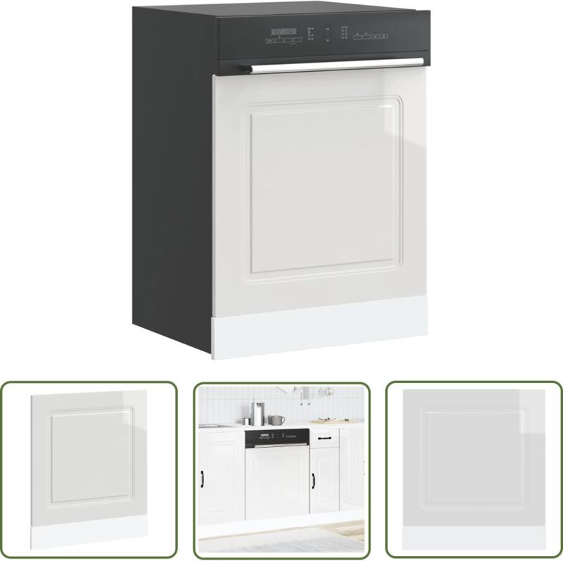 The Living Store - vidaXL Geschirrspülerblende Kalmar Hochglanz-Weiß 60x1,5x67 cm