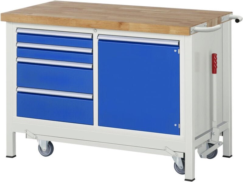 Werkbank mit absenkbarem Fahrgestell Modell 8470 b 1250 x t 700 x h 880mm - RAU