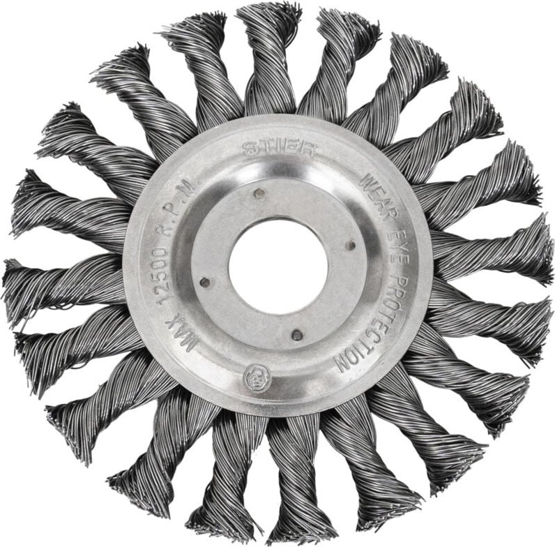 STIER Rundbürste 115 mm für Winkelschleifer, Bohrung 22,2 mm, gezopft, Stahl, Drahtbürste, Winkelschleifer Bürste, Schle...