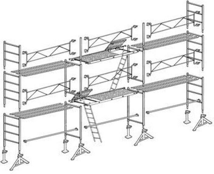 Gerüst Altrad Vito 49 - 60 M² - Mit Festen Geländern Ohne Bodenbelag Und Sockelleisten - L49p060gf