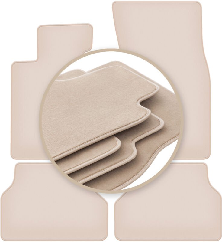 PREMIUM beige Matten für: BMW 5 E60 Klett Limousine 2003-2010