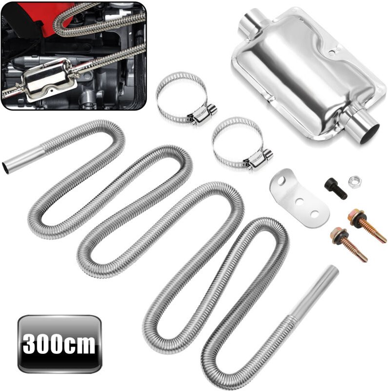 Vingo - 300cm Abgasschlauch Schalldämpfer Set Abgasrohr Edelstahl Diesel Standheizung Auspuffrohr