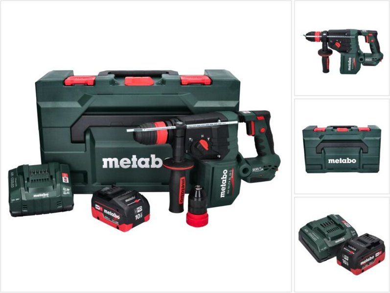 Metabo KH 18 LTX BL 28 Q Akku Bohrhammer 18 V 3 J SDS plus Brushless + 1x Akku 10,0 Ah + Ladegerät + metaBOX