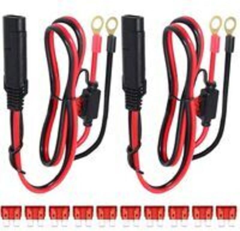 Ersandy - 2 Stück SAE-Stecker an O-Ring-Terminal-Kabelbaum, 2-poliges Kabelschuh-Schnelltrenn-Verlängerungskabel, 0,6 m