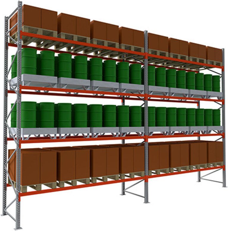 Palettenregale 4 Ebenen - Startmodul - Länge 3600mm - RAYPAL/L/4N/7536/D