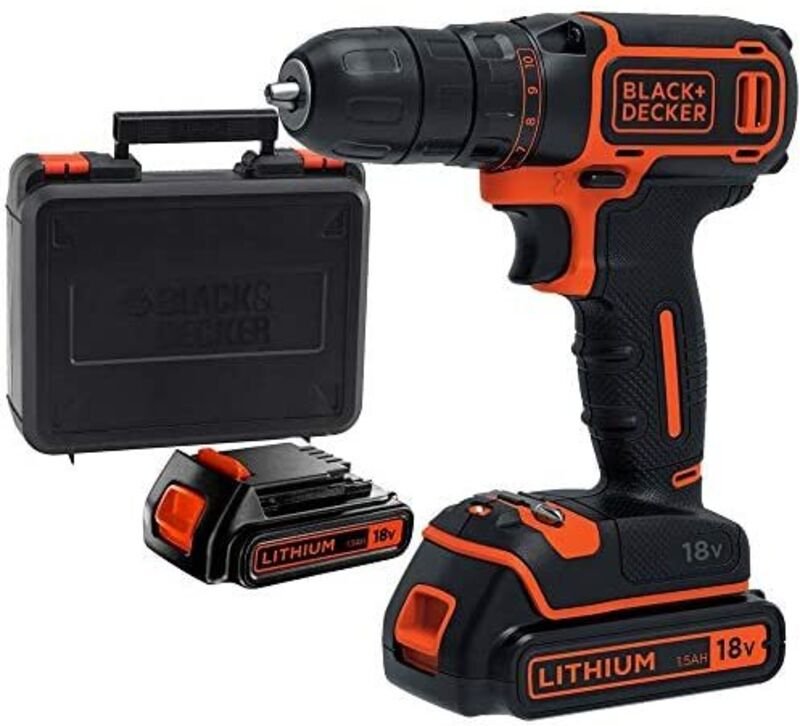 Black&decker - black+decker Werkzeug - 18V Akku-Bohrschrauber, 2x 1,5 Ah Li-Ion Akku, Ladegerät BDCDC18KB-QW