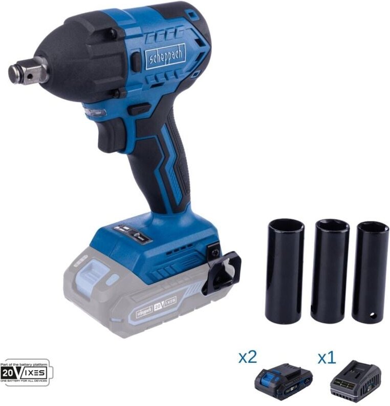 Schlagschrauber 20V 2 Akkus 2.0Ah und Ladegerat ixes Scheppach bc-iw350-x