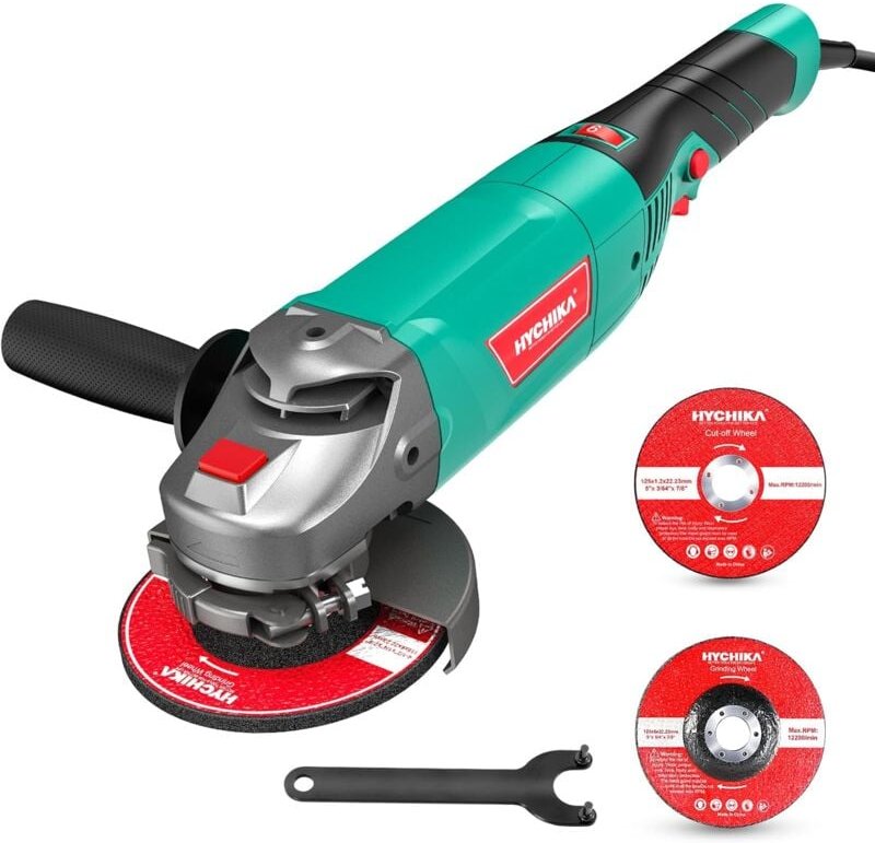 Thumbnail - Hychika Winkelschleifer 1200 W, 3000-10000 U/min mit 6 Geschwindigkeiten, ideal zum Schleifen und Polieren, 2 x 125 mm S...