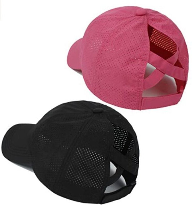 2 StüCke Frauen Criss Kreuz Pferde Schwanz Baseball MüTze Hoch Unordentliche Bun PonymüTze Schnelle Trocknende Gittergew...