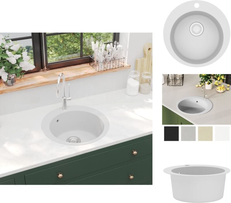 Vidaxl - Küchenspülen & Spülbecken - Living Granitspüle Einzelbecken Rund Weiß - Weiß