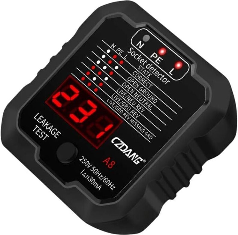 Jalleria - Steckdosentester mit LCD-Anzeige, Verdrahtungserkennung 240 v 50/60 Hz