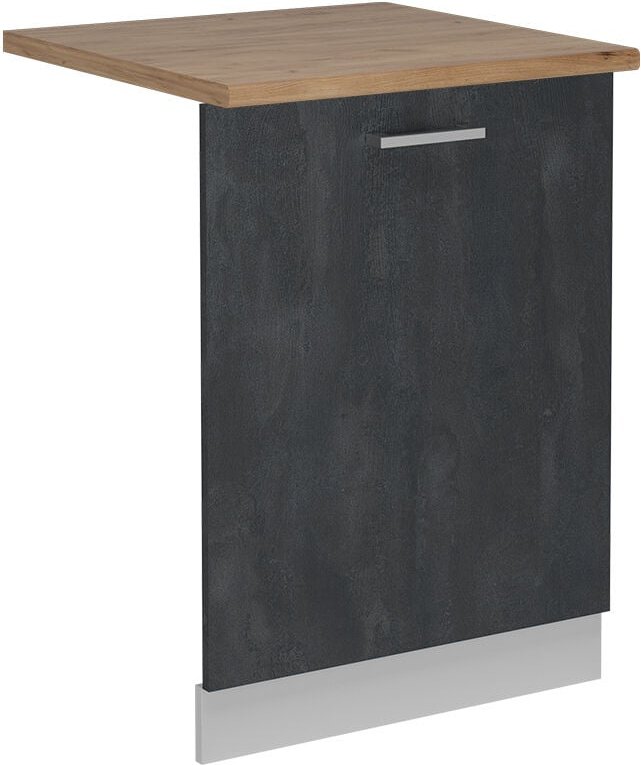 Vicco - Geschirrspülblende R-Line, Schwarz Beton, 60 cm , ap Eiche