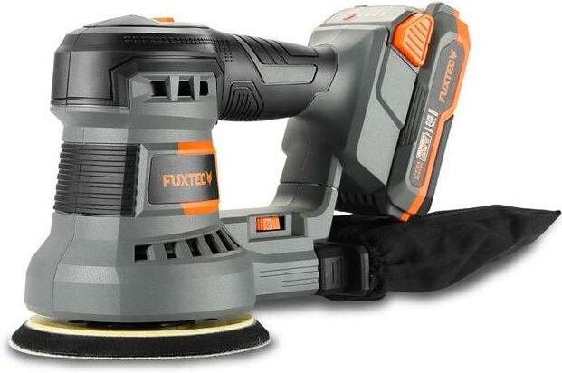 FUXTEC Akku Exzenterschleifer 20V FX-E1RS20-SET – Rotationsschleifer mit Geschwindigkeitsregler & Staubsammelbeutel – Sc...