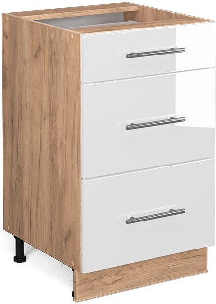 Vicco - Küchenunterschrank Fame-Line, Weiß Hochglanz, 50 cm , ap Anthrazit