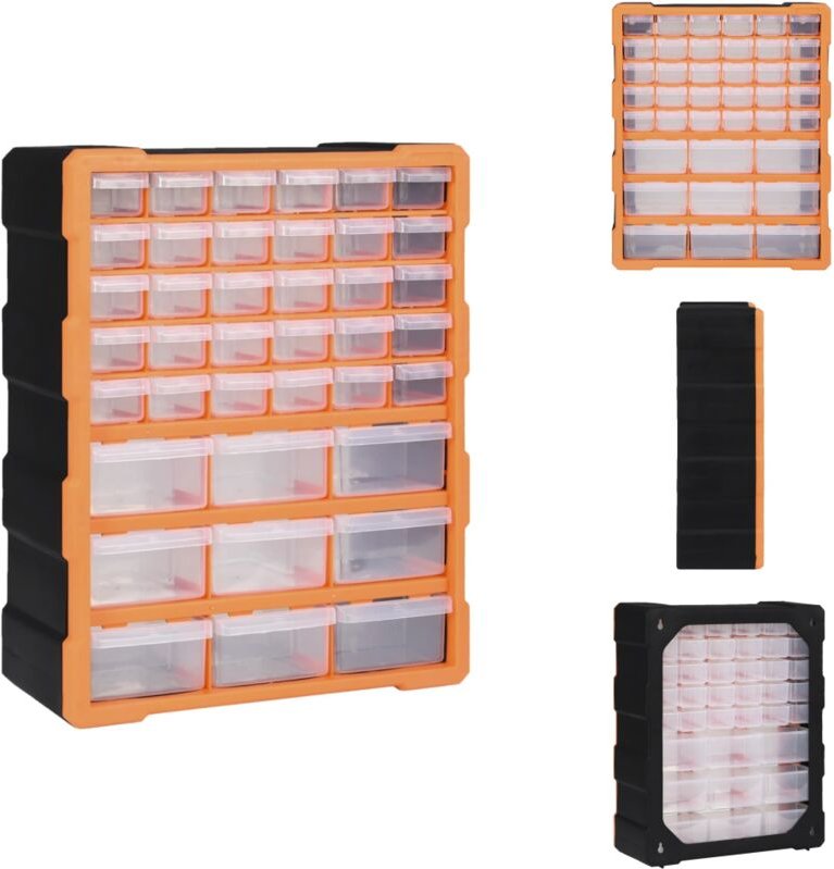 Werkzeugkästen - Living Multi-Schubladen-Organizer mit 39 Schubladen 38x16x47 cm - Orange